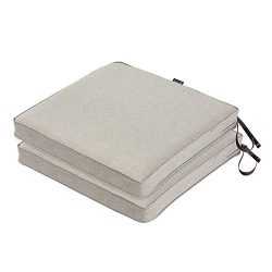 Classic Accessories Montlake FadeSafe Patio Seat Cushion, 2-Pack, Heather Grey, 20″W x 20& ...