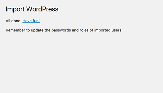 wordpress-success-page-importing-two-websites