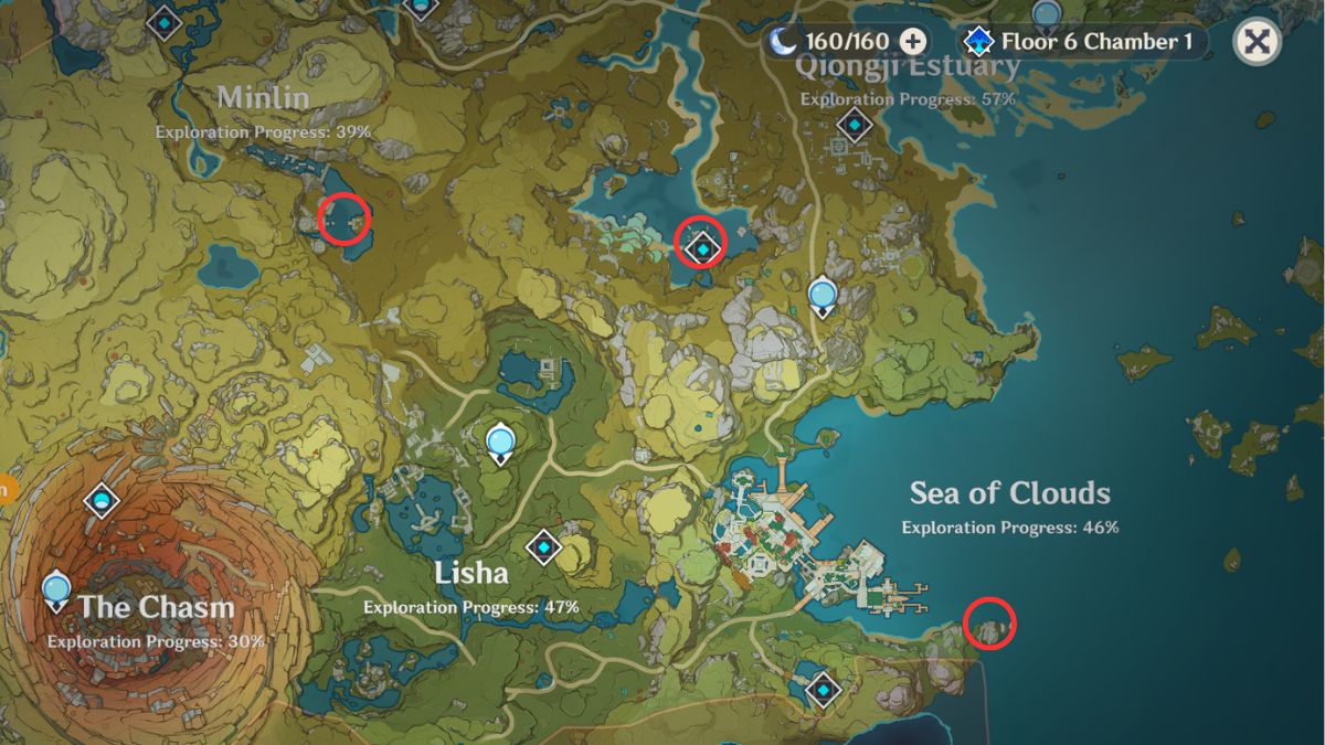 All fishing spots in Genshin Impact