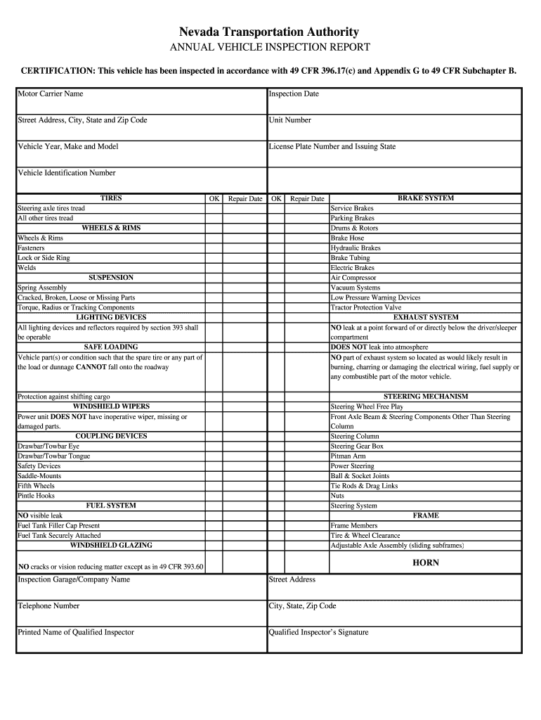 Printable Truck Inspection Form Pdf - Printable Forms Free Online