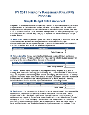 Monthly bills spreadsheet - FY 2016 IPR Sample Budget Detail Worksheet - FEMA.gov