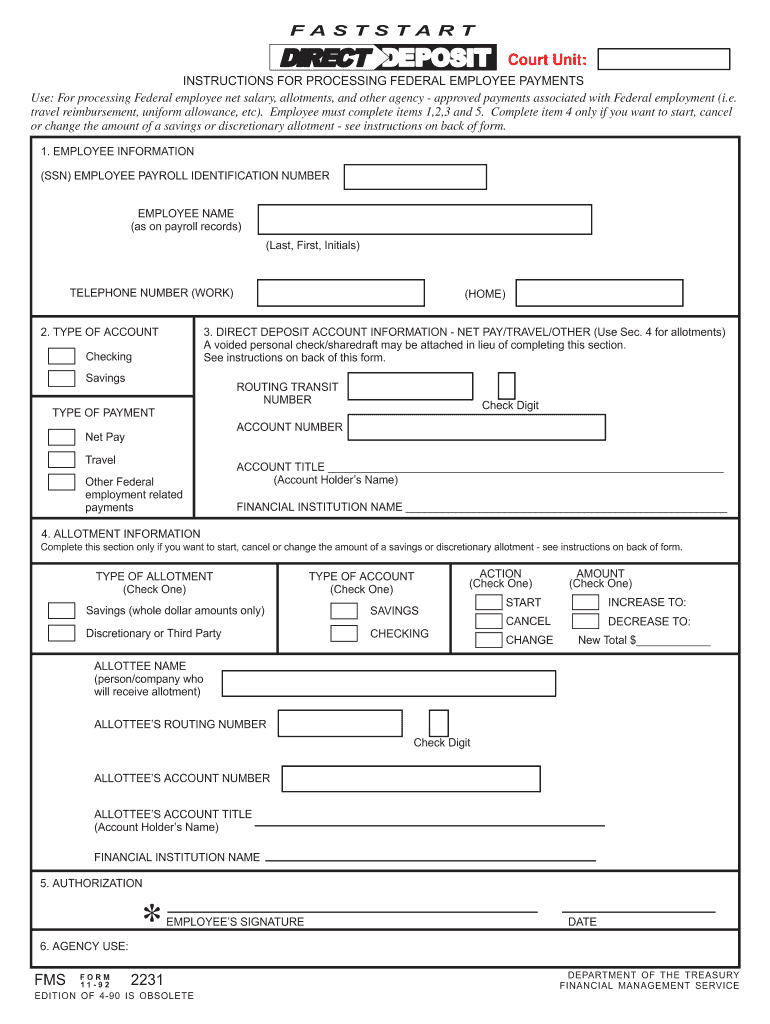 Fms Form 2231 Fillable - Printable Forms Free Online