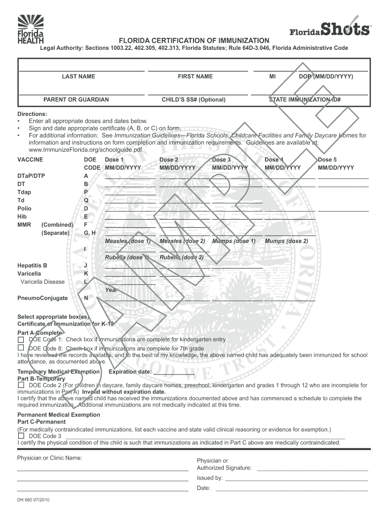 Florida Dh 680 Form Printable - Printable Blank World