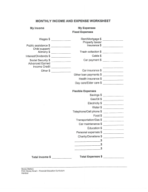 Freddie mac budget worksheet - fdic income expense worksheet