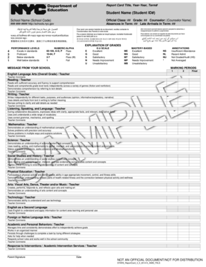 Nyc Report Card - Fill and Sign Printable Template Online