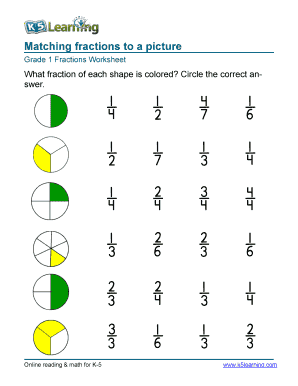 Matching Fractions To Pictures - Fill Online, Printable, Fillable ...