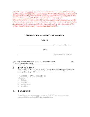 Construction statement of work example - MOU - nal usda