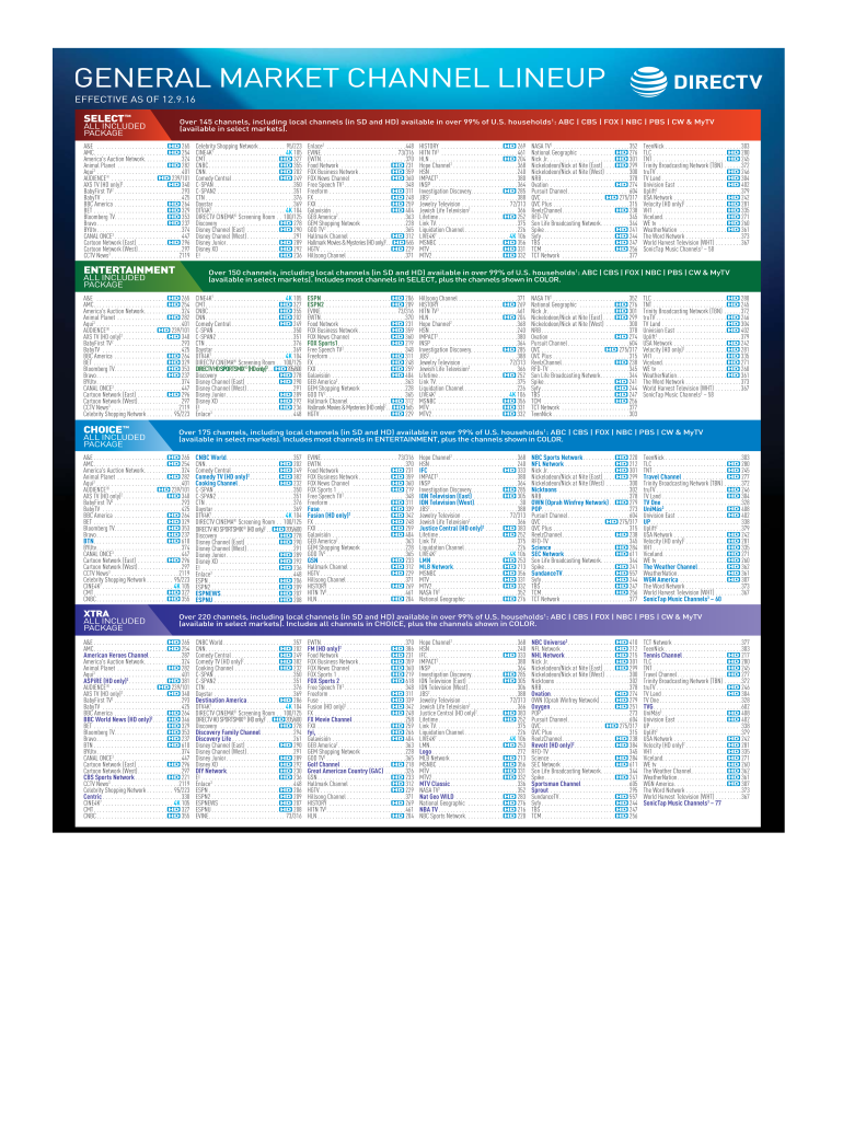 Spectrum Select Channel List Printable