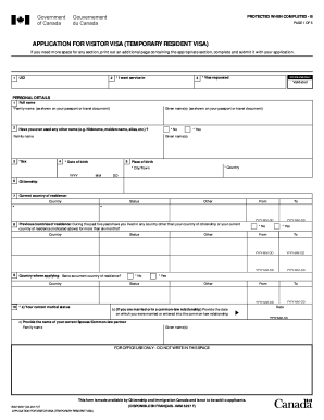 Application for visitor visa temporary resident visa made outside of canada imm5257