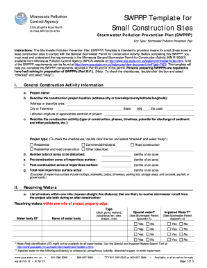 Mpca Swppp Template - Fill Online, Printable, Fillable, Blank | PDFfiller