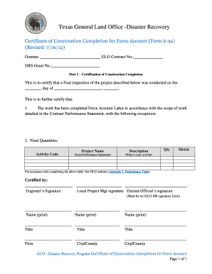 Tx 6 certificate force