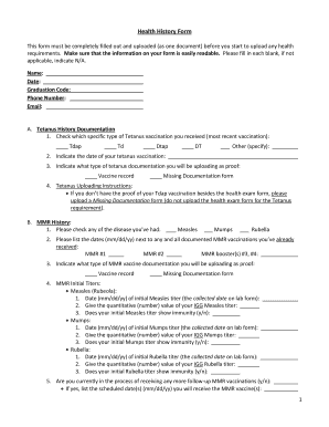 Fillable Online csulb Health History Form - csulb Fax Email Print ...