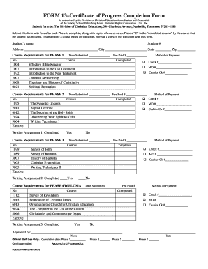 Certificate of progress