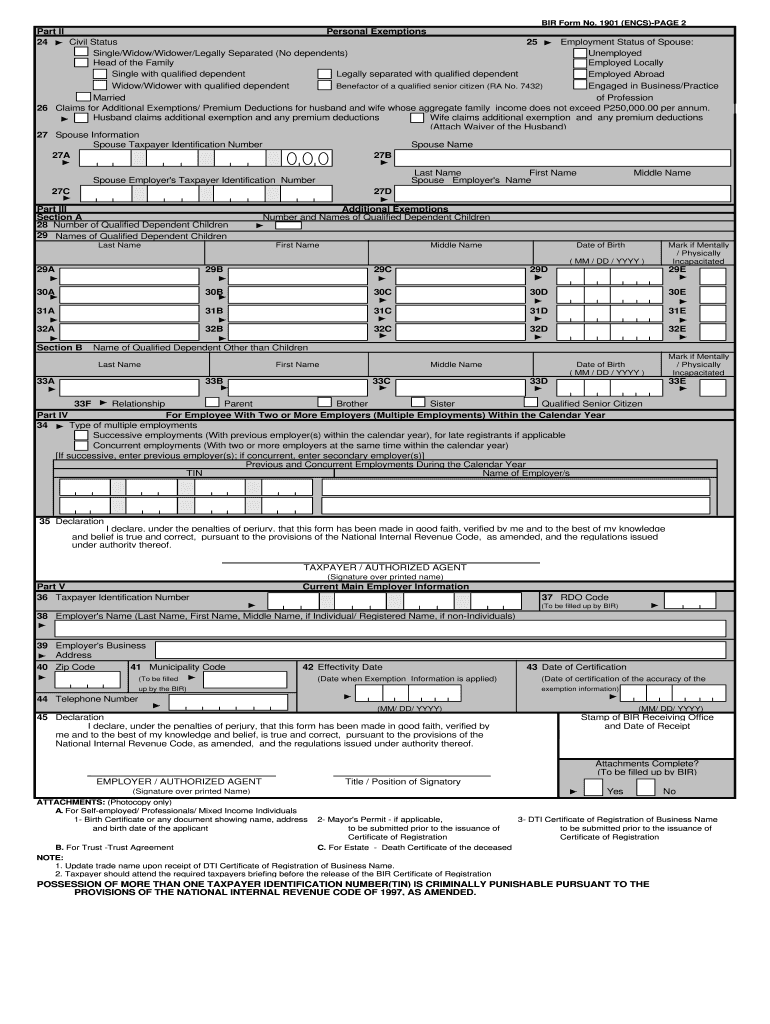 Bir Form 1901 Fillable - Printable Forms Free Online