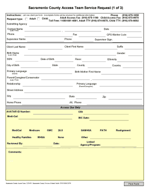 Fillable Online Service Request Form - Health and Human Services ...