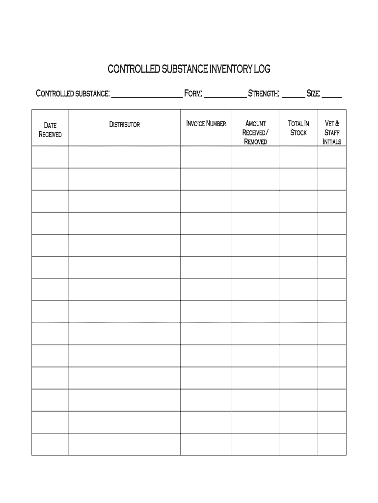 Printable Controlled Substance Log Fill Online, Printable, Fillable, Blank pdfFiller