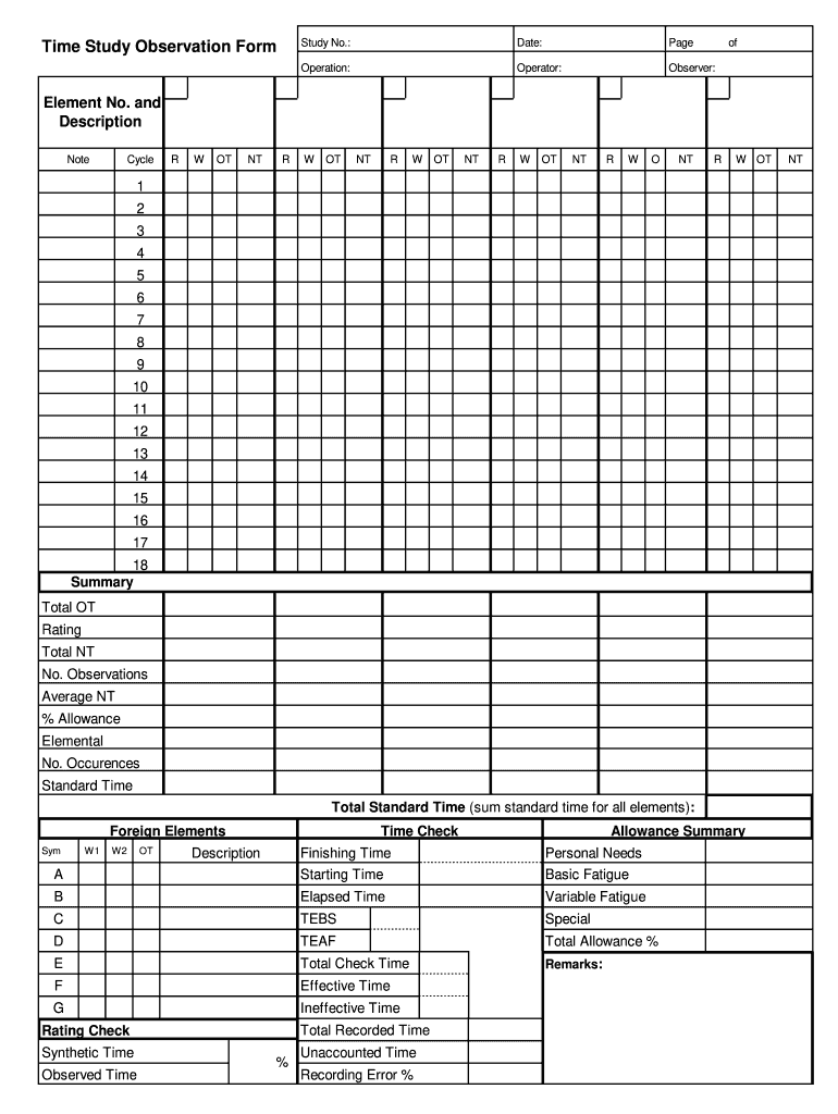 time study template Preview on Page 1