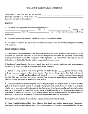 Living Together Contract Sample - Fill and Sign Printable Template Online