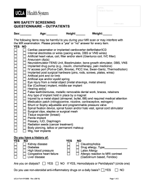 Mri Questionnaire - Fill Online, Printable, Fillable, Blank | pdfFiller