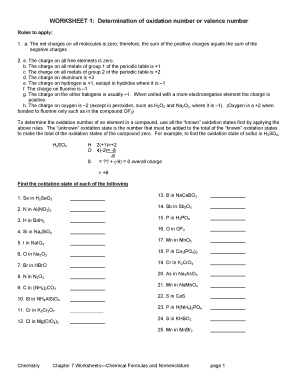 Determination Of Oxidation Number Or Valence Number Worksheet Answers ...