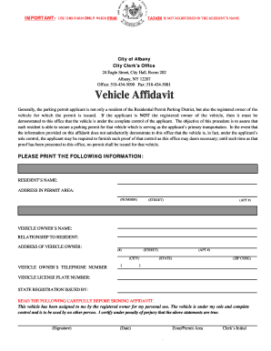 2015-2024 Form NY Vehicle Affidavit - City of Albany Fill Online ...