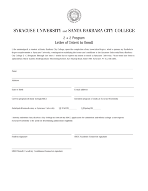 Letter of intent for school admission - 2 Program Letter of Intent to Enroll - sbccedu