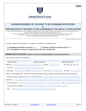 Sample of affidavit of cohabitation - AcknowledgementContinuation of the Right to be Caymanian