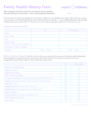 Family Health History Form - March Of Dimes - Fill and Sign Printable ...