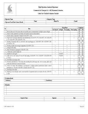 Fillable Online Cabin Crew Checklist Evaluation Checklist Fax Email ...