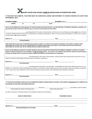 Fillable Online Diabetes Medication Authorization Form - Saint Xavier ...