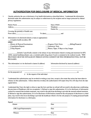 Fillable Online Authorization For Disclosure - 0175 Authorization For ...