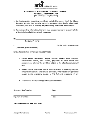 Fillable Online CONSSENT FORM FOR RELEASE OF MEDICAL INFORMATION Fax ...