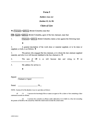 Lien Against Real Property Form