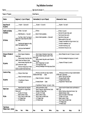 Fillable Online geauga4h Dog Skillathon Scoresheet Fax Email Print ...