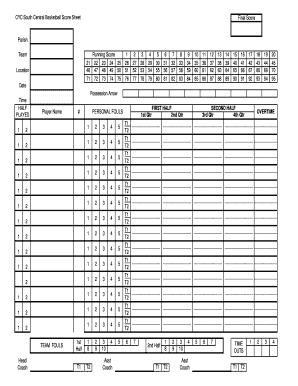 Fillable Online CYC South Central Basketball Score Sheet Fax Email ...