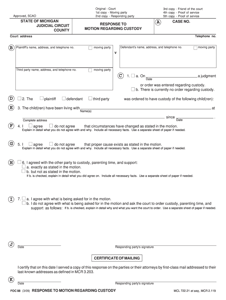 Responding to a Motion Regarding Parenting TimeMichigan Legal ... Preview on Page 1