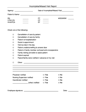 IncompleteMissed Visit Report - Summit Rehab