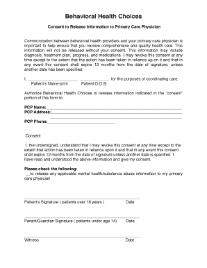 Fillable Online PCP consent form Fax Email Print - pdfFiller