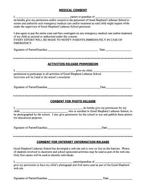 Fillable Online Consent Form - Good Shepherd Lutheran School Fax Email ... image.