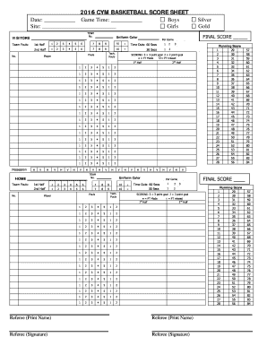 20 Printable Basketball Score Sheet Forms and Templates - Fillable ...