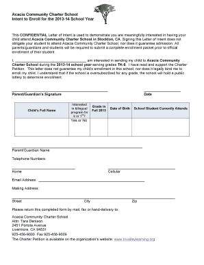 School enrollment letter - Acacia Intent to Enroll Translated - acaciaelementary