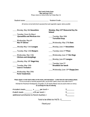 Organic Lunch Menu - The Howard School - thehowardschool