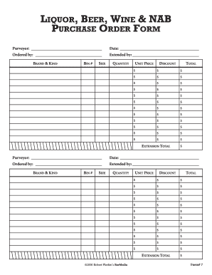 Liquor order form