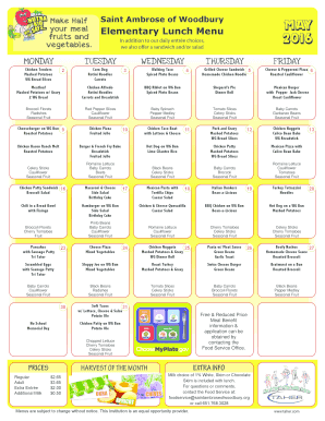 St ambrose lunch menu