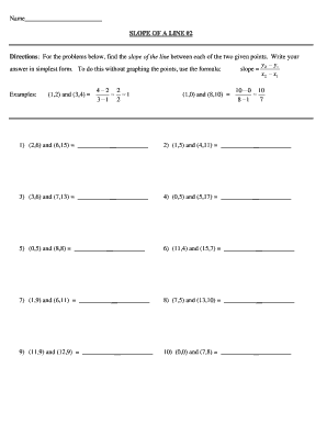 Fillable Online Slope of a Line Worksheet 2 PDF - Math Worksheets Fax ...