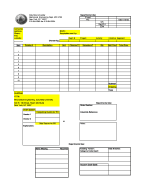 Purchase Order Form (Excel) - Mechanical Engineering - Columbia ... - me columbia