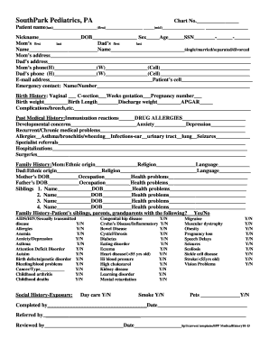 Fillable Online New Patient Packet - SouthPark Pediatrics Fax Email ...