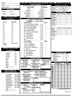 Range Of Motion Testing Charts