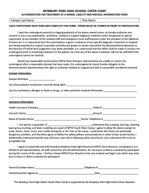 Fillable Online NEWBURY PARK HIGH SCHOOL CHEER CAMP Fax Email Print ...