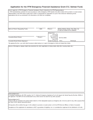 Fillable Online myvfw Application for the VFW Emergency Financial ...